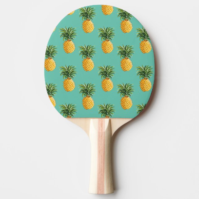 Raquette De Ping Pong Ananas tropicaux sur Teal (Devant)