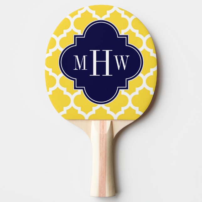 Raquette De Ping Pong Ananas Wht Marocain #5 Marine 3 Monogramme initial (Devant)