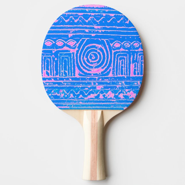 Raquette De Ping Pong Ancien Motif mésopotamien sumérien bleu (Devant)
