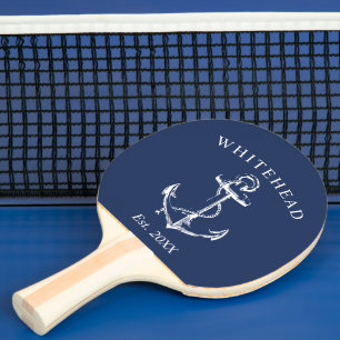 Raquette De Ping Pong Ancre Nautione Monogramme Bleu Marine