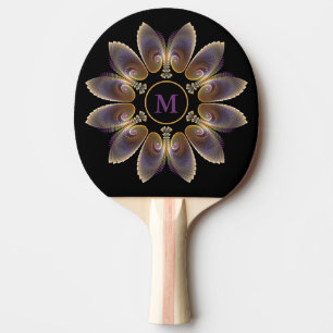 Raquette De Ping Pong Ange Abstraite ailes Mandala Monogramme fractal
