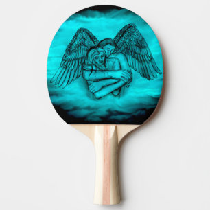 Raquette De Ping Pong Angel Eros en amour, design noir et vert