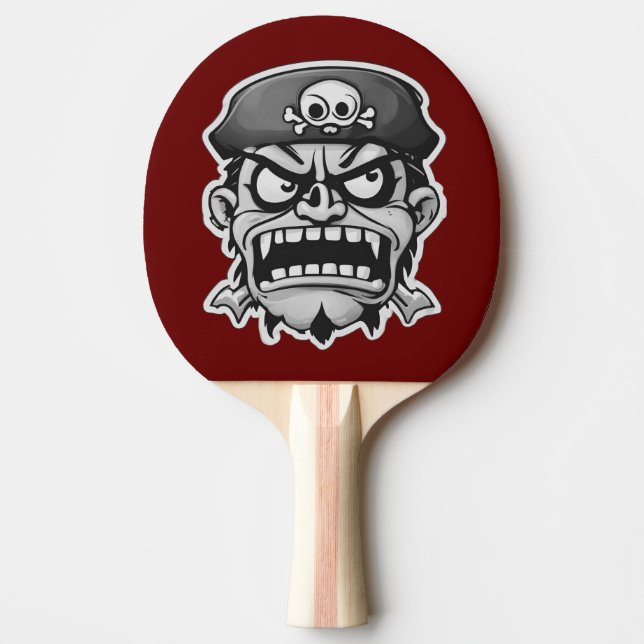 Raquette De Ping Pong Angry Pirate Cartoon Face rouge compétitif (Devant)