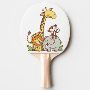 Raquette De Ping Pong Animaux caricaturaux mignons - Giraffe, Lion & Sin