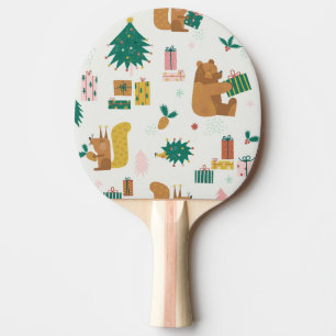 Raquette De Ping Pong Animaux de la forêt de Noël : Vibe Vintage
