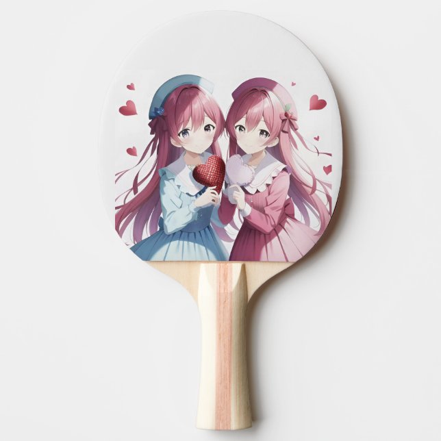 Raquette De Ping Pong Anime coeur Saint Valentin (Devant)