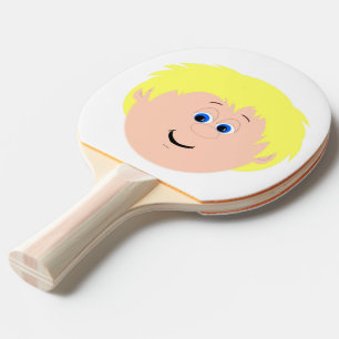 Raquette De Ping Pong Animé Garçon Souriant visage (cheveux blonds)