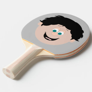 Raquette De Ping Pong Animé visage garçon cheveux noirs