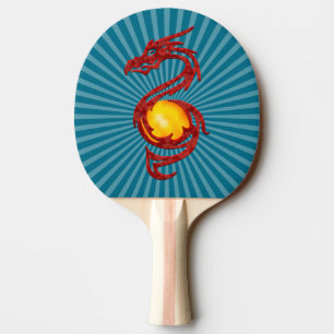 Raquette De Ping Pong Année Chinoise du Dragon Rouge Métallisé