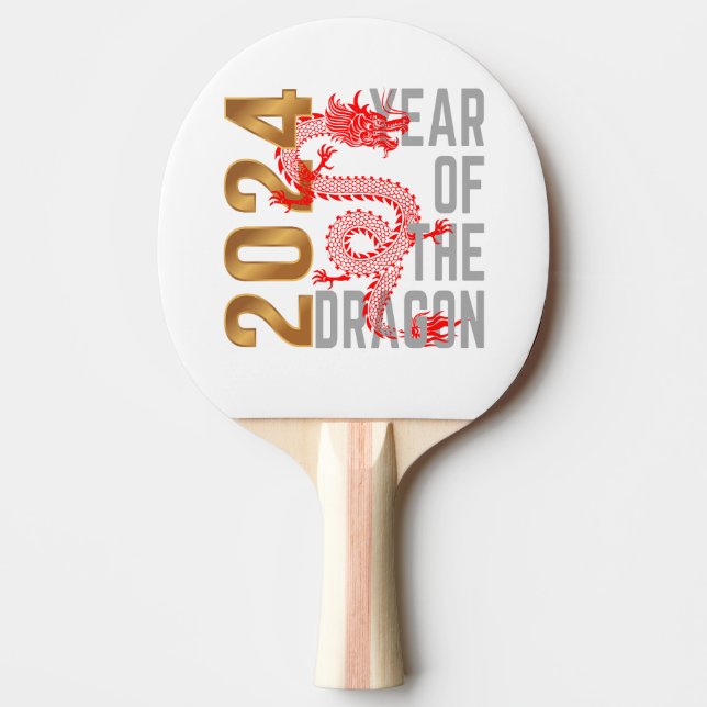 Raquette De Ping Pong Année du Dragon 2024 zodiaque chinois (Devant)