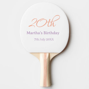 Raquette De Ping Pong anniversaire 20 ans vert violet nom simple mode te