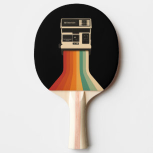 Raquette De Ping Pong Appareil photo rétro avec impression arc-en-ciel