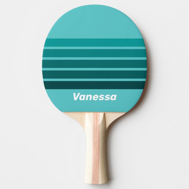 Raquette De Ping Pong Aqua Fade Across Striping with Name (Devant)