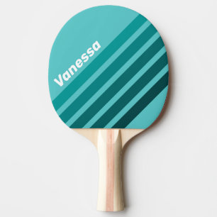 Raquette De Ping Pong Aqua Fade Rayures Angulaires avec Nom