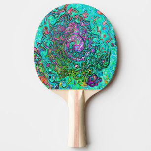 Raquette De Ping Pong Aqua Marine Groovy Abstrait Rétro Tourbillon Liqui