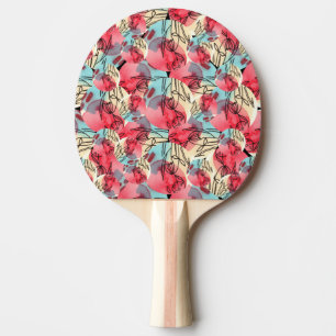 Raquette De Ping Pong Aquarelle chaude froide Florale géométrique