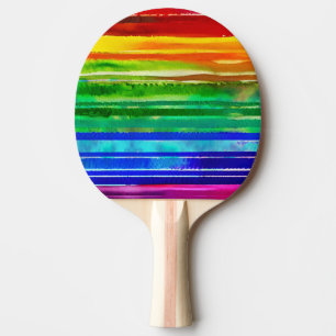 Raquette De Ping Pong Aquarelle Grandes colorées Artsy moderne Arc-en-ci