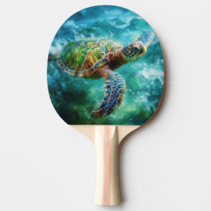 Raquette De Ping Pong Aquarelle Natation Tortue de mer