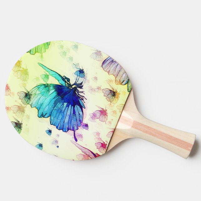 Raquette De Ping Pong Aquarelle Papillons Ping Pong Paddle (Dos Côté)