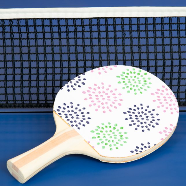 Raquette De Ping Pong Aquarelle rose Marine Vert Fleur Motif Floral (Insitu)