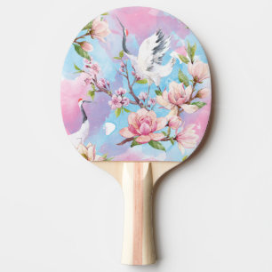 Raquette De Ping Pong Aquarelle Rouge Motif japonais