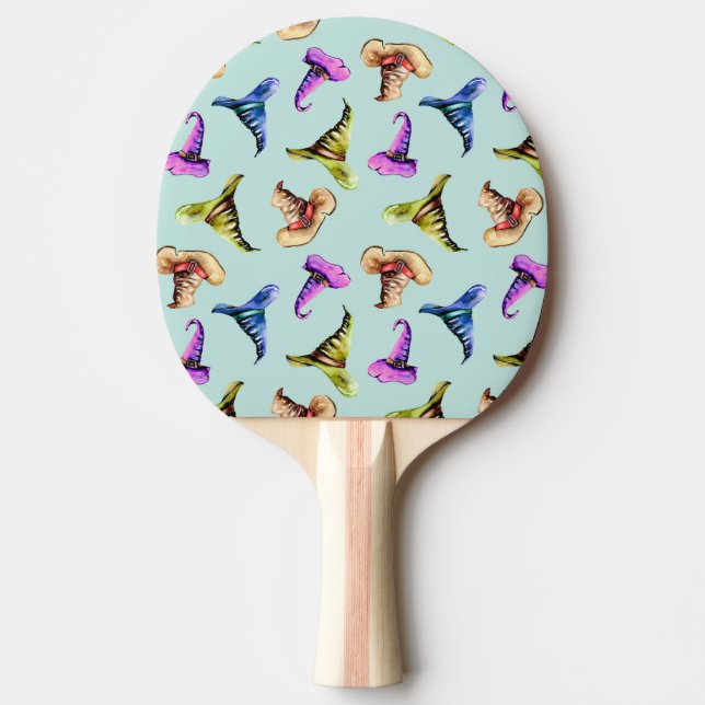 Raquette De Ping Pong Aquarelle vieux casquettes : arrière - plan bleu. (Devant)