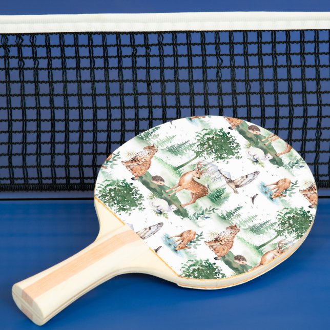 Raquette De Ping Pong Aquarelle Woodland Baby Motif animal (Insitu)