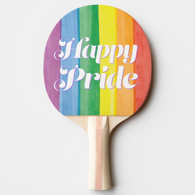 Raquette De Ping Pong Aquarelles Happy Pride Arc-en-ciel (Dos)