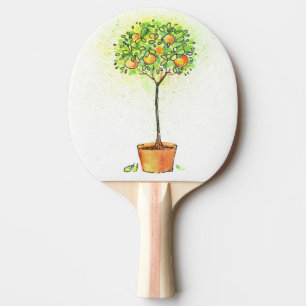 Raquette De Ping Pong Arbre d'agrume peint d'aquarelle dans le pot