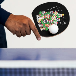 Raquette De Ping Pong Arbre de Noël Chien - Chiots Merry Noël Mignons