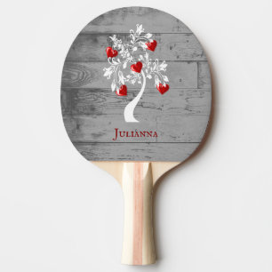 Raquette De Ping Pong Arbre rouge des coeurs Ping Paddle personnalisé