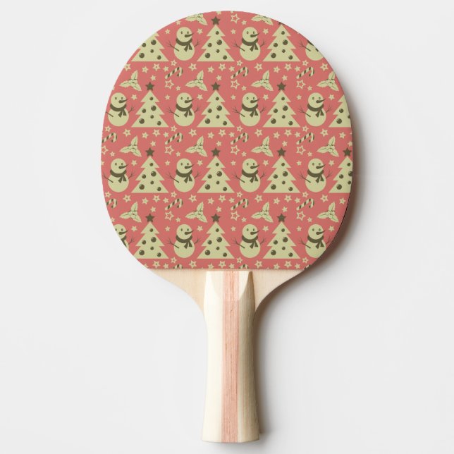 Raquette De Ping Pong Arbres de Noël rétro sucre de canne étoile aux bai (Devant)