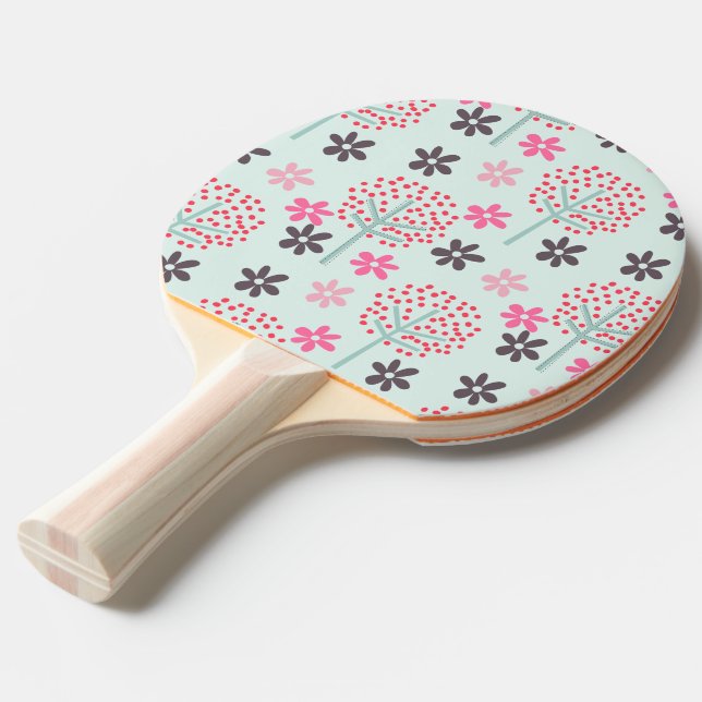 Raquette De Ping Pong Arbres, fleurs et ours de panda (Dos Angle)