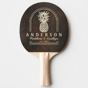 Raquette De Ping Pong Arc de mariage en monazite brun foncé en forme d'a