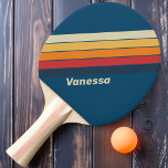 Raquette De Ping Pong Arc-en-ciel bleu vintage avec nom<br><div class="desc">La Pagaie de ping-pong Vintage Blue Rainbow Striped est une célébration vibrante de la couleur et du jeu, mêlant les nuances de bleu avec un magnifique design arc-en-ciel qui ajoute une touche joyeuse à chaque match. Personnalisable avec votre nom, cette pagaie non seulement améliore votre jeu mais reflète aussi votre...</div>