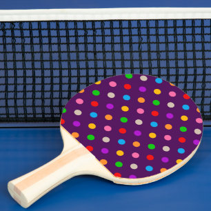 Raquette De Ping Pong Arc-en-ciel Coloré Points noirs Violet