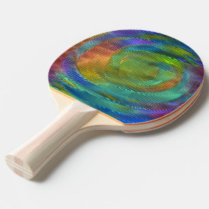 Raquette De Ping Pong Arc-en-ciel en spirale rose avec relief et rayures