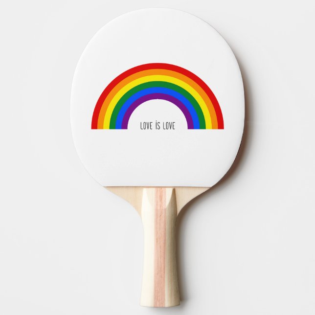 Raquette De Ping Pong Arc-en-ciel gay pride. L'amour est l'amour. (Devant)