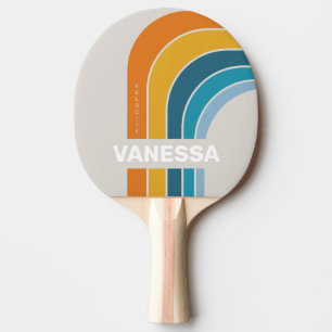 Raquette De Ping Pong Arc-en-ciel Rétro avec Nom