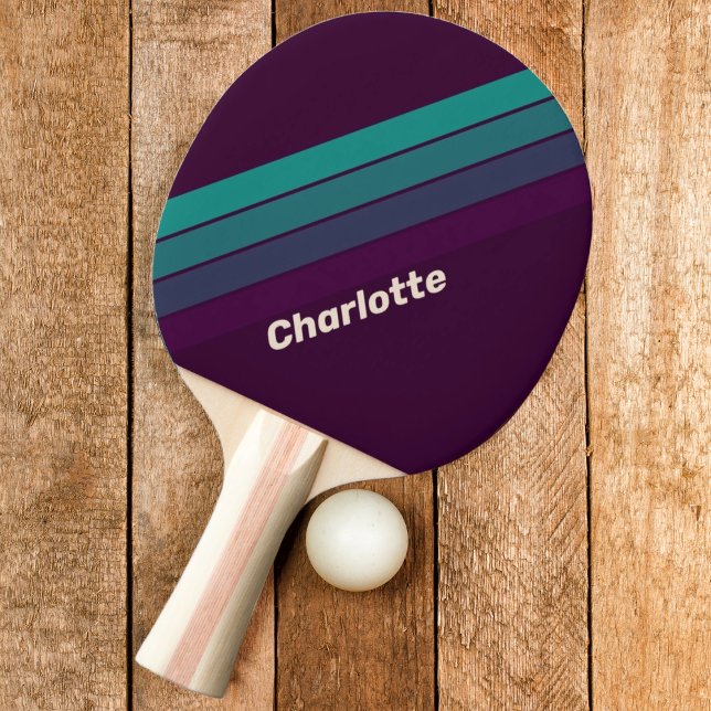 Raquette De Ping Pong Arc-en-ciel Violet Rétro avec Nom (Créateur téléchargé)