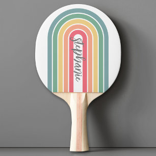 Raquette De Ping Pong Arc Retro Line Pastel Arc-en-ciel Couleurs Nom du 