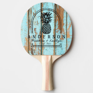 Raquette De Ping Pong Arche de mariage au bois de pin bleu lavé avec ana