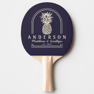 Raquette De Ping Pong Arche de mariage au pin océan minuit et nom