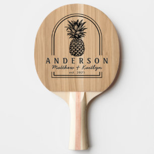 Raquette De Ping Pong Arche de mariage en bois de chêne blanc et ananas 