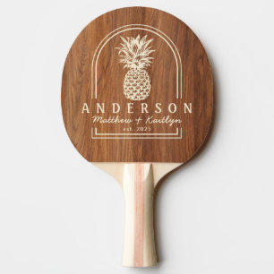 Raquette De Ping Pong Arche de mariage en bois de chêne rouge et ananas