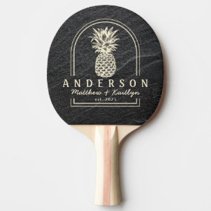 Raquette De Ping Pong Arche de mariage en pierre de granit noir en forme