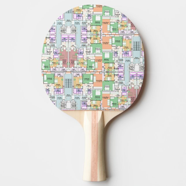Raquette De Ping Pong Architectural Blueprint Pattern Custom  (Devant)