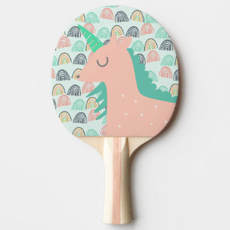 Raquette De Ping Pong Arcs-en-ciel et licornes
