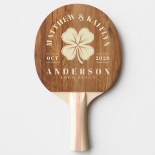 Raquette De Ping Pong Armoiries de mariage Irish Lucky Clover en bois d'