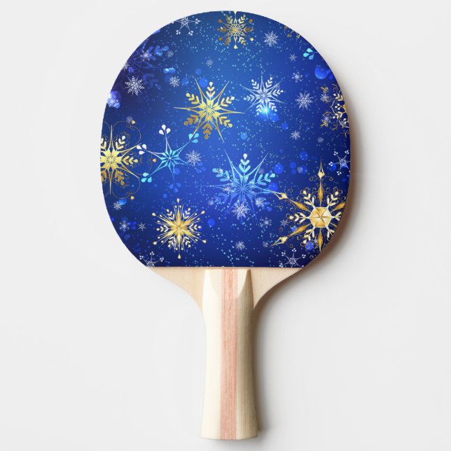 Raquette De Ping Pong Arrière - plan Bleu XMAS avec des flocons de neige (Devant)